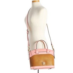 NEW Dooney & Bourke Woven Embossed Leather Satchel Beacon LIGHT PINK